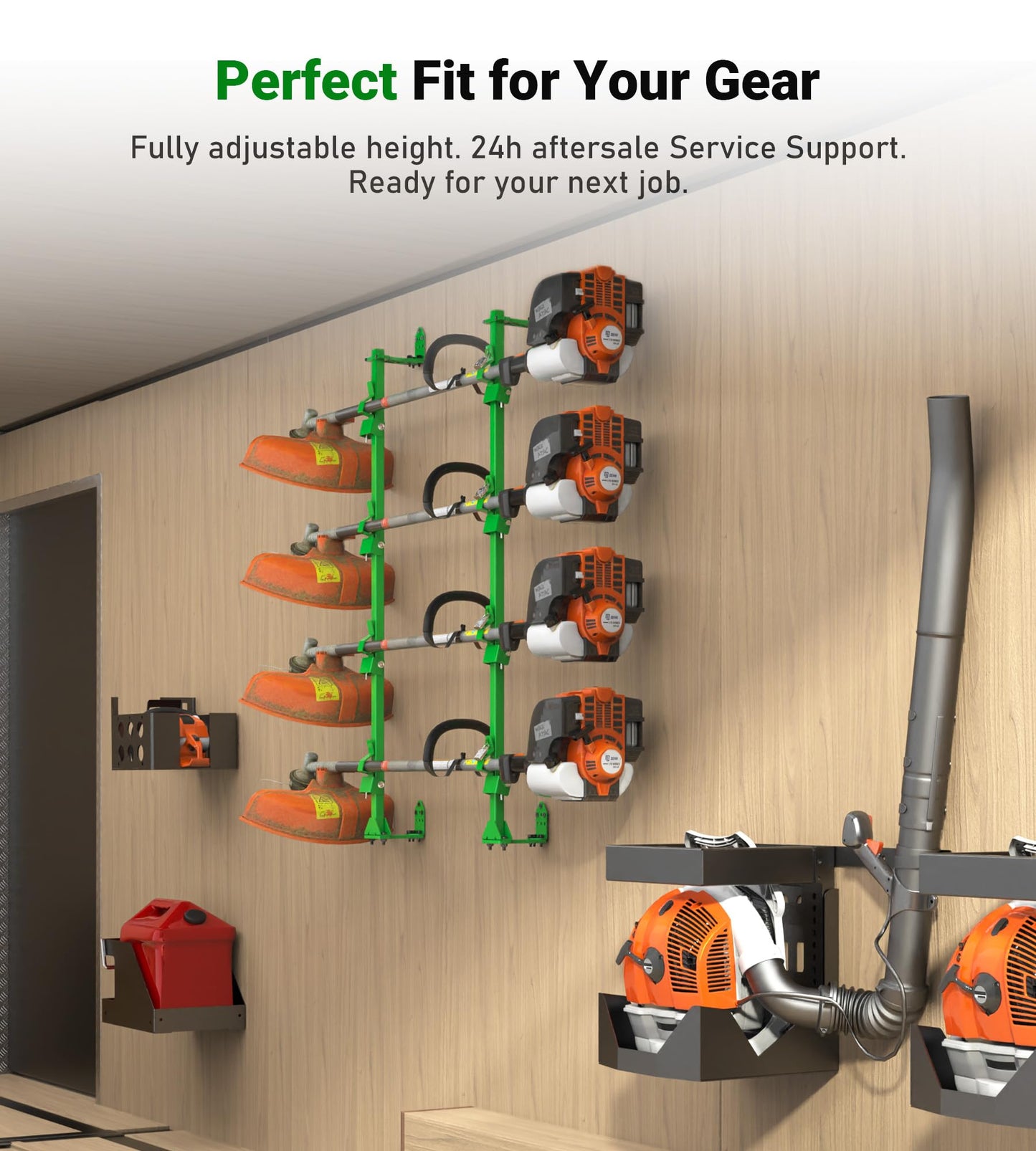 ELITEWILL Weed Eater Rack for Open/Enclosed Trailers, 4 Place Commercial Trimmer Racks Heavy-Duty Weedeater Rack for Trailer Work Landscape Truck Holder Lawn Equipment Accessories w/Lock