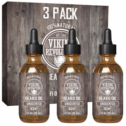 Viking Revolution Sandalwood Beard Oil for Men - Natural Mens Beard Oil with Argan Oil and Jojoba Oil - Beard Softener, Strengthens and Moisturizes - Beard Conditioner for Men (Sandalwood, 1 Pack)