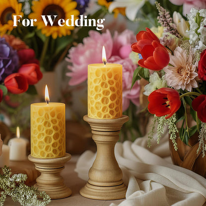 Ashlux Beeswax Pillar Candles 3x4 inch, 100% Pure Beeswax Candles-116 Hours Long Burning, Unscented and Dripless Pillar Candles Bulk for Christmas Lights,Wedding,Parties, Spas,Home Decorative