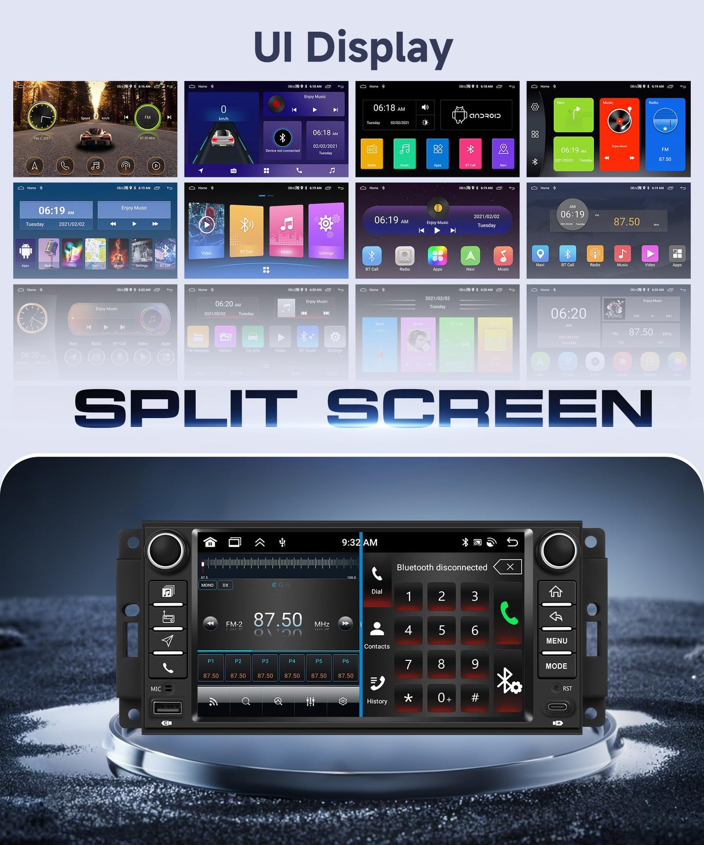 Orderich 4G+128G Android Car Stereo for Jeep Wrangler 2007-2018 & Jeep Compass 2011-2015 with Wireless CarPlay Android Auto, 7 Inch Car Radio GPS Navigation WiFi SWC Bluetooth FM with Backup Camera