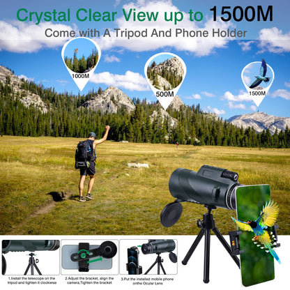 80x100 High-Power Binoculars Two-Piece Set with Phone Mount and Tripod, Featuring BAK4 Prisms and FMC-Coated Lenses Ideal for Hunting,Stargazing,Birdwatching,Wildlife Observation, Camping, and Hiking