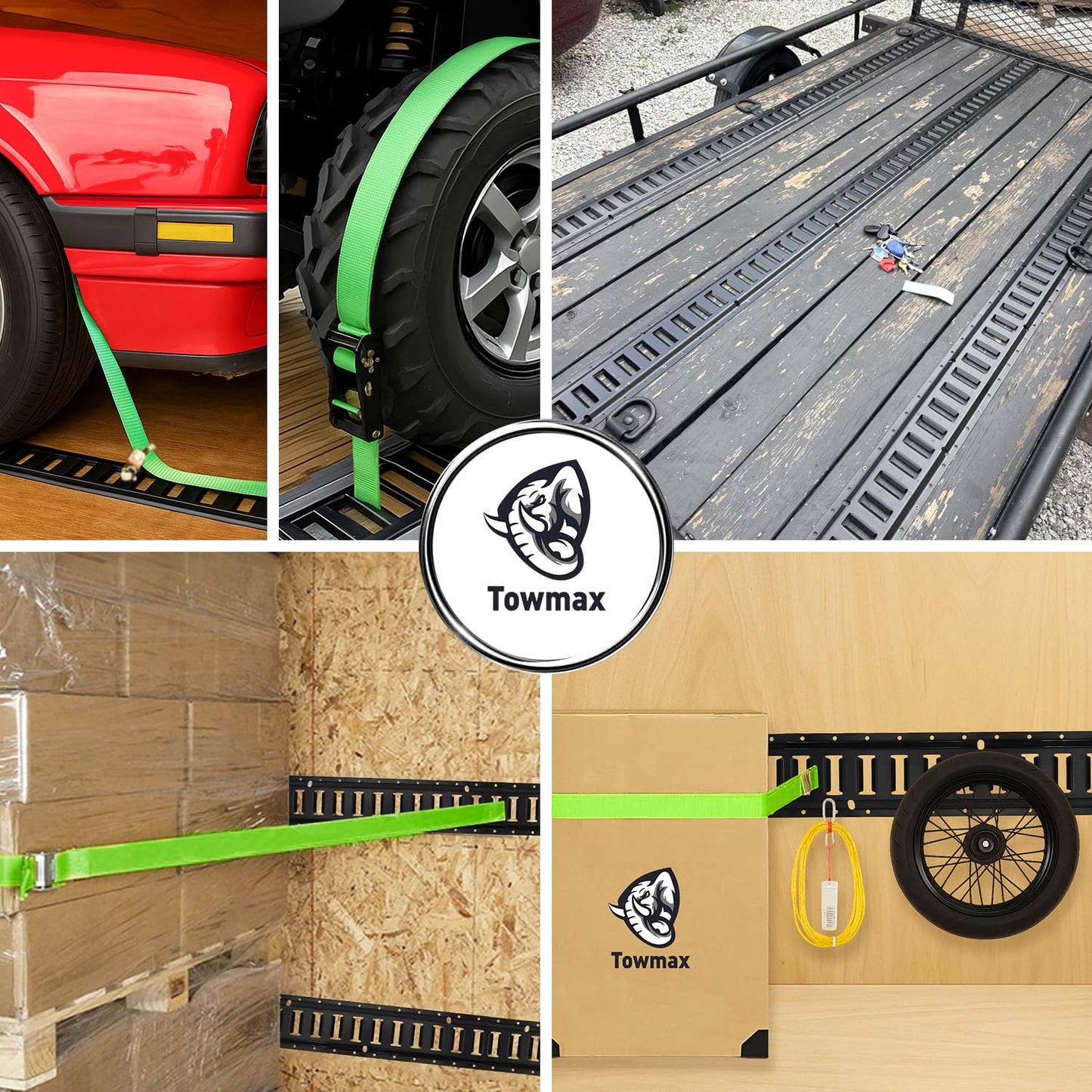 7.5' E Track Tie Down Rail Kit (4 Pack) - Trailer E Tracks with 6,000lbs Break Strength - Power Coated Etrack - Heavy Duty E Track Rail for Securing Cargos, Motorcycles, Bikes, Trailers