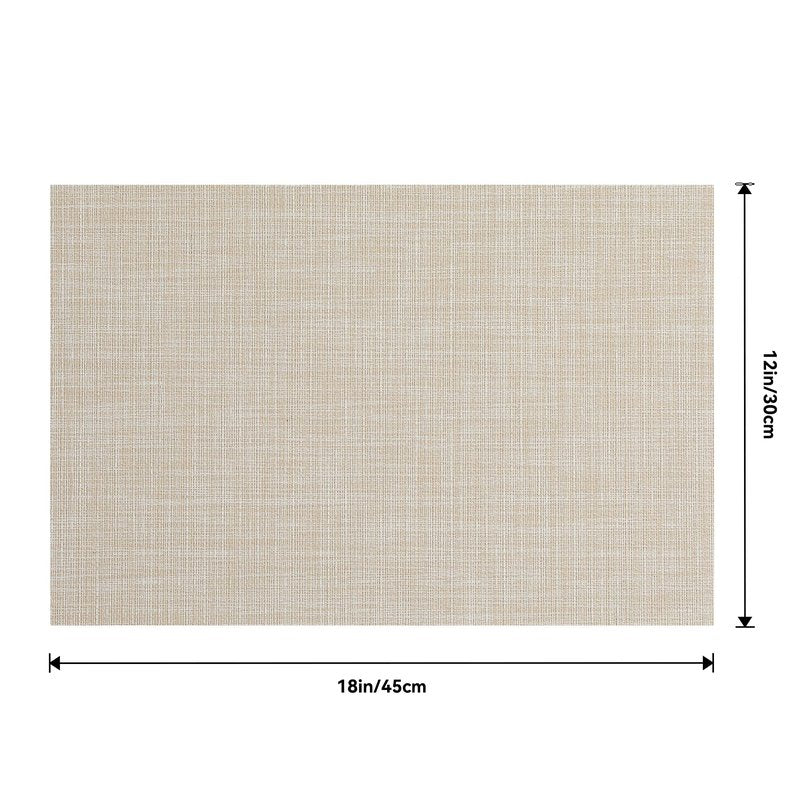 Leetaltree Beige Placemats Set of 4 - Heat Resistant Non-Slip Place mats for Dining Table, Washable Durable PVC Vinyl Woven Table Mats（Beige, 4）