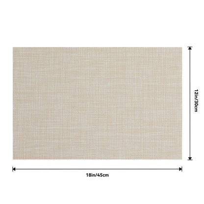 Leetaltree Beige Placemats Set of 4 - Heat Resistant Non-Slip Place mats for Dining Table, Washable Durable PVC Vinyl Woven Table Mats（Beige, 4）