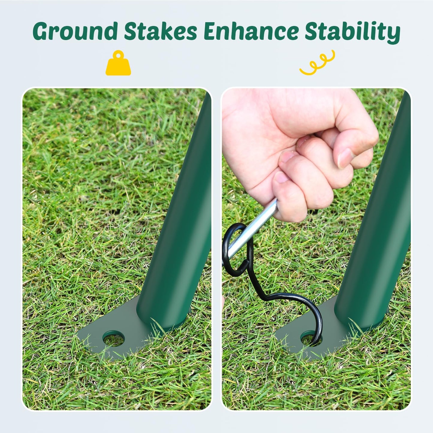 Trekassy 440lbs Capacity Swing Sets for Backyard - 2 Seat Outdoor Playset with Saucer & Belt Swing, Heavy-Duty A-Frame Metal Stand for Kids Family Fun (Patented)