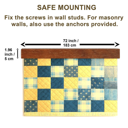 Dacri Home Quilt Hanger for Wall Display - 72 Inch Tapestry Hanger from Premium Teak Wood, Safe Mount Quilt Rack for Heavy Rugs, Tapestries, and Other Wall Hangings (Light Wallnut)