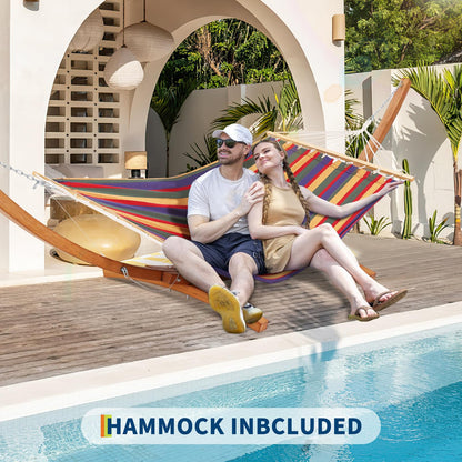 GarveeLife Wood Hammock Stand Only, Max 475 LBS, Heavy Duty Weatherproof Wood Hammock Stand for Outdoor, Indoor, Garden, Patio, Backyard, Curved