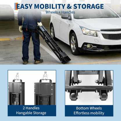 Garvee 7000 LBS Portable Car Lift, Heavy Duty Quick Jack Car Lift for Home Garage, Adjustable Height 6.7 in-25.2 in, Quick Jack with Extension Plates & Locks Levers & Wheels, Fits Trucks, SUVs, Sedans