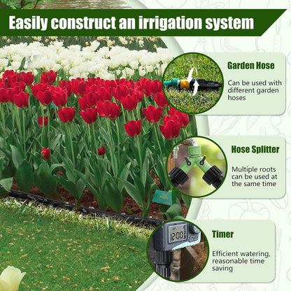 Soaker Hose 100FT - Thickened Flat Drip Irrigation Hose | Leak-Free Design, Saves 80% Water (2 Pack)