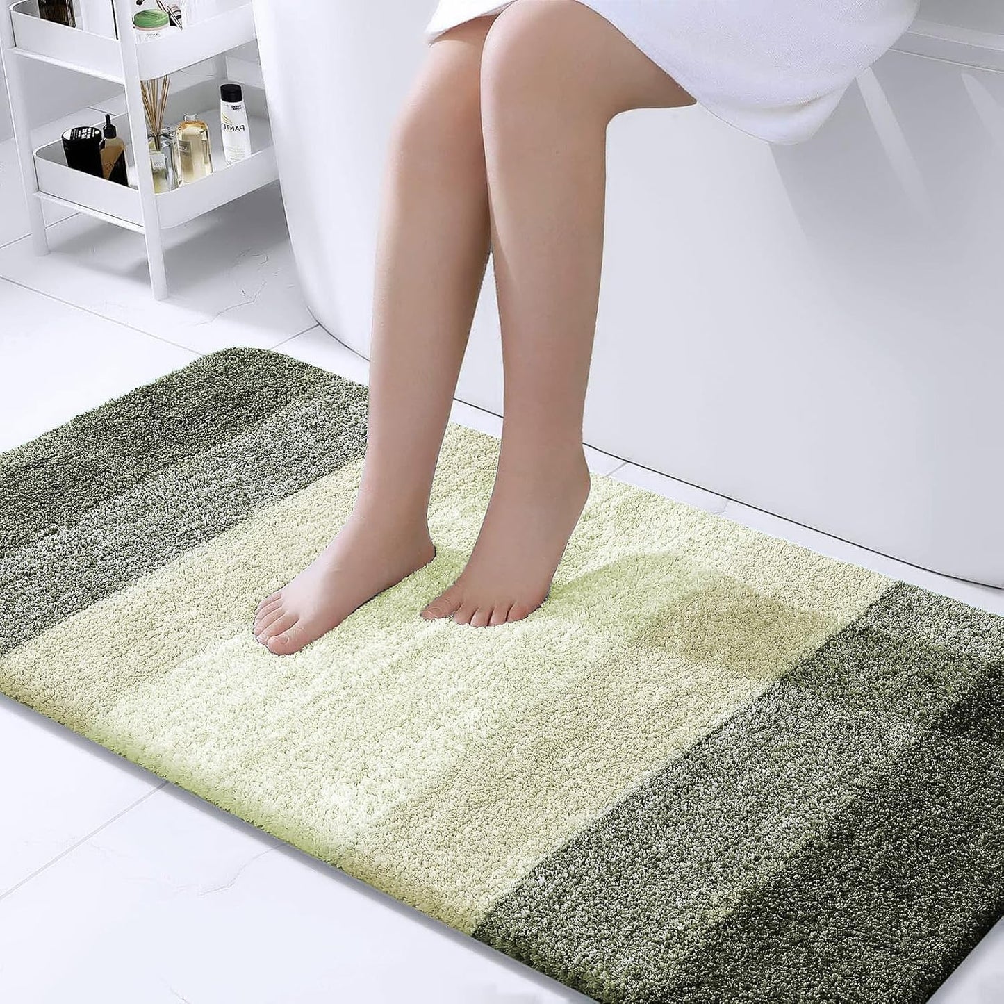 OLANLY Large Bathroom Rugs - Extra Soft Microfiber Mat, Quick Dry & Washable, Dark Green 40x24