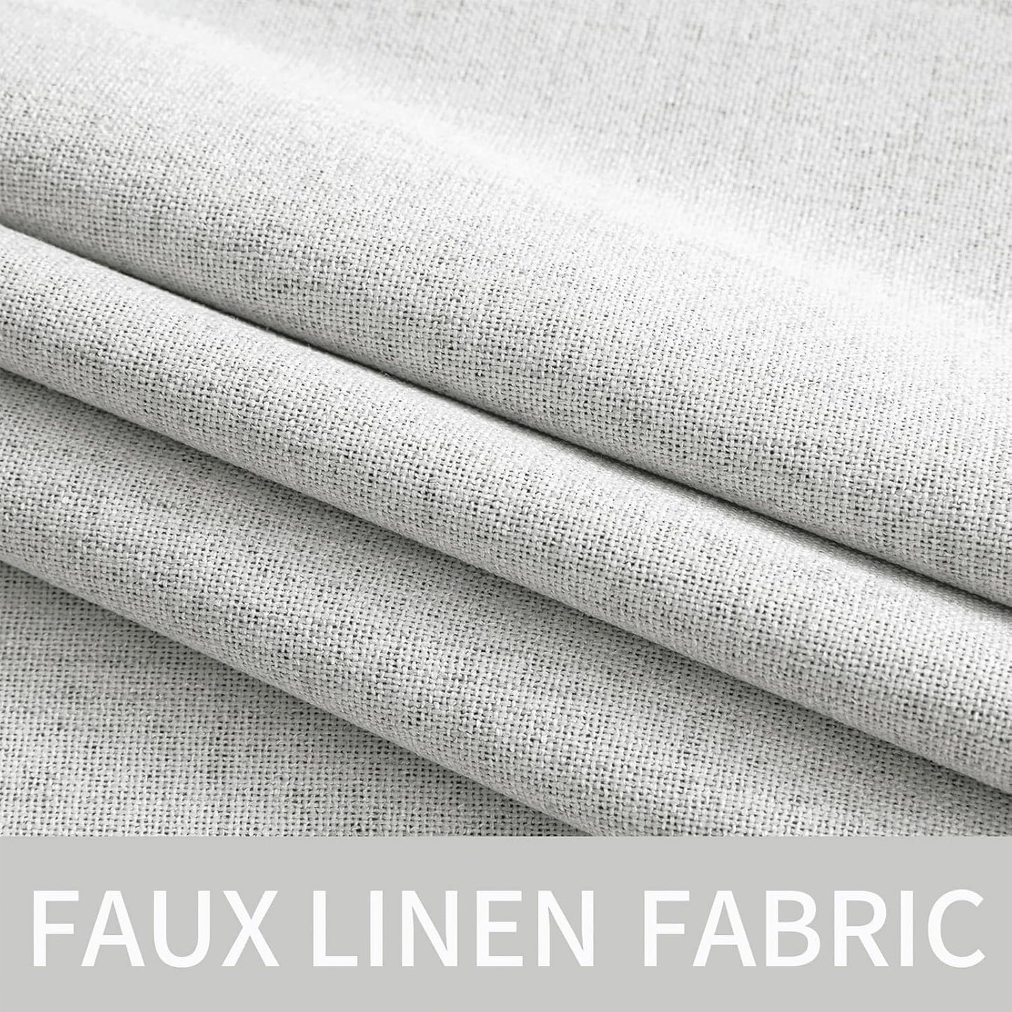 MIULEE Blackout Curtains - 100% Thermal Insulated Linen Textured Drapes | Heathered White, 52 x 45 Inch (2 Panels)
