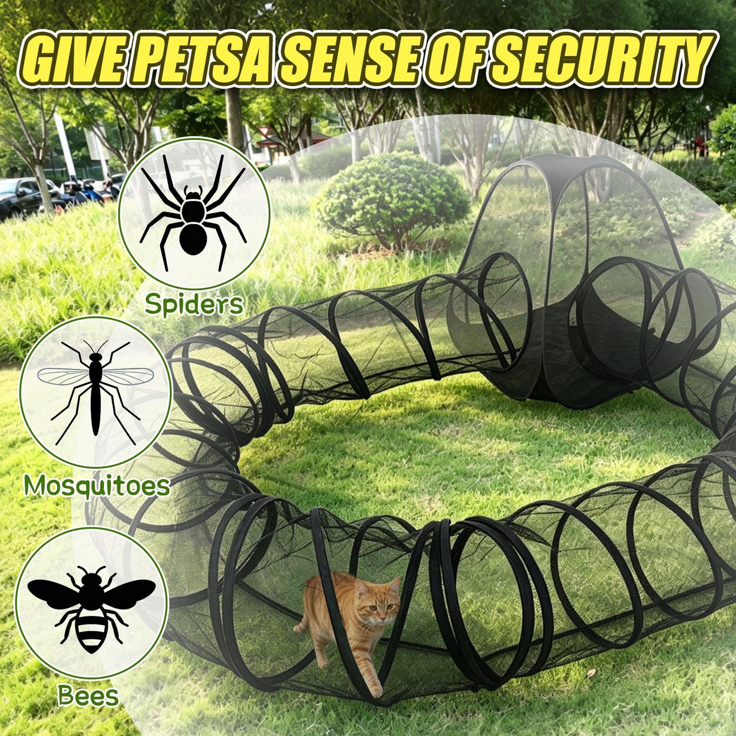 CypherX Extra Large Catio Outdoor Cat Enclosure, 3-Tier Cat Tents with Tunnels for Indoor Cats/Pop Up Cube, Cat Tower Playpen with 2 Tunnels and Tents, Portable Pet Playhouse for Outside, Patio(Grey)