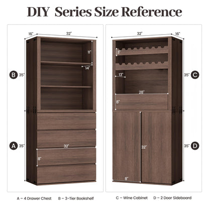 Trygoal 3-Shelf Open Bookcase, Stackable Wood Bookshelf, Mid Century Modern Freestanding Storage Cabinet, Multi-Purpose Organizer for Bedroom, Living Room, Kitchen, Bathroom, Dining Room, Walnut