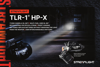Streamlight 69168 TLR-1 HP-X USB 1300-Lumen High Candela Rail-Mounted Rechargeable Weapon Light, Includes Rail Locating Keys and Batteries, Black