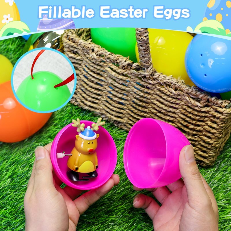 Garma 72 Pcs 3.15'' Easter Eggs - Empty Bright Colors Plastic Eggs with 6 Golden Eggshell Bulks for Easter Party Favors Supplies Easter Egg Hunt Game Basket Stuffers Fillers Classroom Exchange Prize