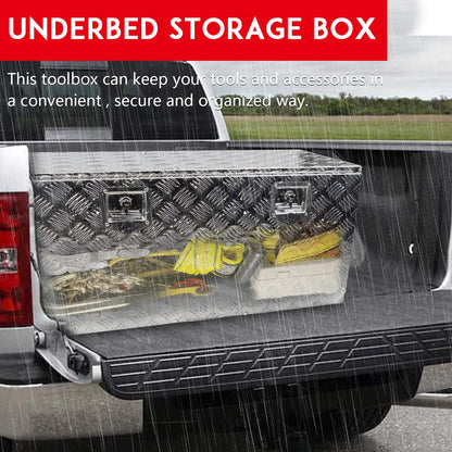 Edicapo 36" x 18" x 18" Truck Tool Box Pickup Truck Bed Toolbox Heavy Duty Aluminum Underbody Truck Box Compatible With RV Trailers Storage Organizer with Lock & Keys Silver