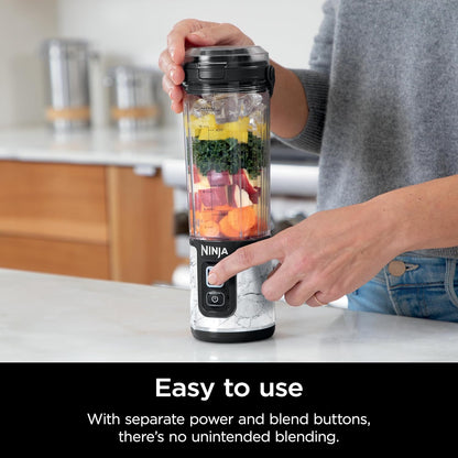 Ninja Blast Portable Blender - Cordless 18oz Personal Blender for Smoothies & Shakes | BPA-Free, USB-C Rechargeable, Marble White