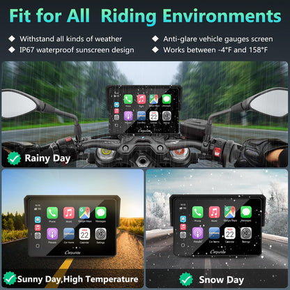 CARPURIDE W502BS for BMW Motorcycle CarPlay & Android Auto Dual Bluetooth, 5" Waterproof GPS Navigation Screen, Data Reading, Native Wonder, TPMS, Light Sensor, Music Sharing, Intercom, 16-Pin