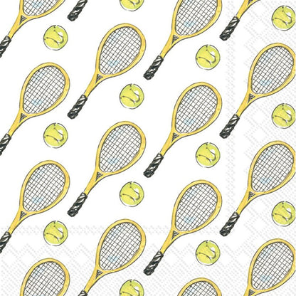 Tennis Themed Party Napkins- 40 Count | 2 packs of 20CT Beverage Napkins | Game Set Match & Tennis Designs, 5" x 5"