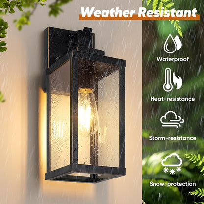BesLowe Motion Sensor Outdoor Wall Lights, Dusk to Dawn, 14in, Bronze, 2-Pack, Model A927S, Metal Sconces for Porch and Exterior Use