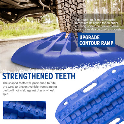 BUNKER INDUST Off-Road Traction Boards + 3" x 20ft Recovery Straps + Pair 3/4 D Ring Shackles + Bag 35,000 lbs Tree Saver Winch Strap