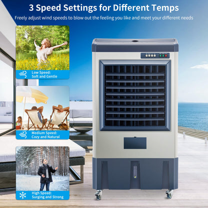 Uthfy 41" Swamp Cooler, 4800 CFM Evaporative Air Cooler with 10.6 Gallon Water Tank, Portable Outdoor Air Conditioner with 3 Ice Pack, 110° Oscillation, 3 Speed for Garage, Yard, Midnight Blue