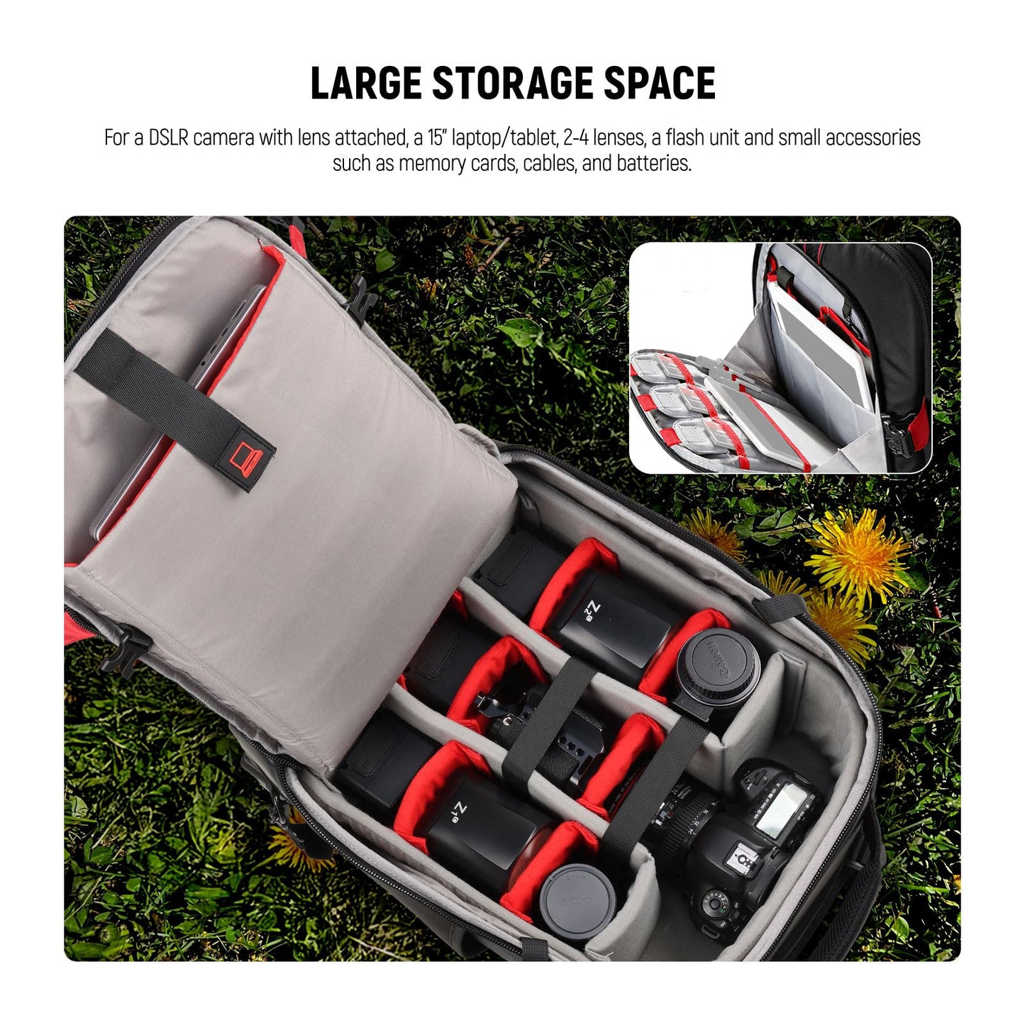 Neewer 2-in-1 Rolling Camera Backpack Trolley Case - Anti-Shock Detachable Padded Compartment, Hidden Pull Bar, Durable, Waterproof for Camera,Tripod,Flash Light,Lens,Laptop for Air Travelling(Black)