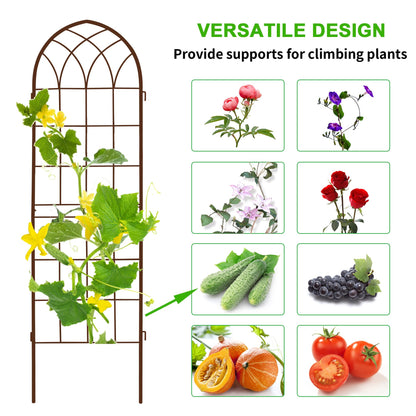 LZRS 2 Pack Rustic Iron Arch Decoration Garden Trellis with Metal Coating – Perfect for Supporting Climbing Plants Outdoor, Roses, Vines, Flowers, and Vegetables, Brown
