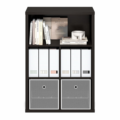 Furinno Cubicle Book Shelf, 5-Cube Bookshelf, Extra Thick Frame Cube Storage Organizer Bookcase with Closed Back, 15.3 x 29.9 x 43.3, for Living Room, Bedroom, Home Office, Black Dark Oak