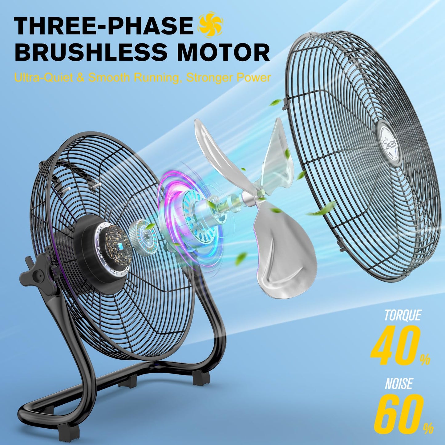 ZMLBTF 14" Solar Powered Fan with 20W Solar Panel & Rechargeable Battery, Portable, Quiet 12 Speed, 360° Tilt Head for Outside, Camping, Travel, Greenhouse, Chicken Coop, Patio, gazebo (Black)