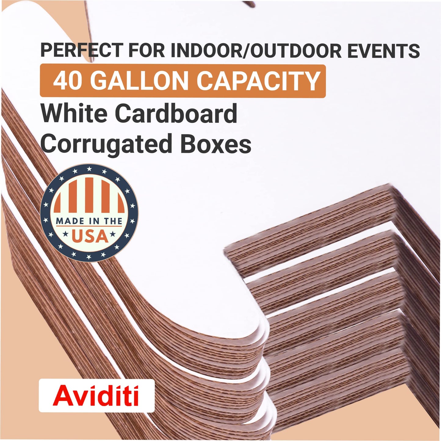 Box USA 40 Gallon 18" L x 18" W x 30" H 10-Pack Cardboard Trash Cans and Recycling Bins, Reusable or Disposable Pop Up Garbage Boxes for Parties, Outdoor Events, Heavy Duty, Waste