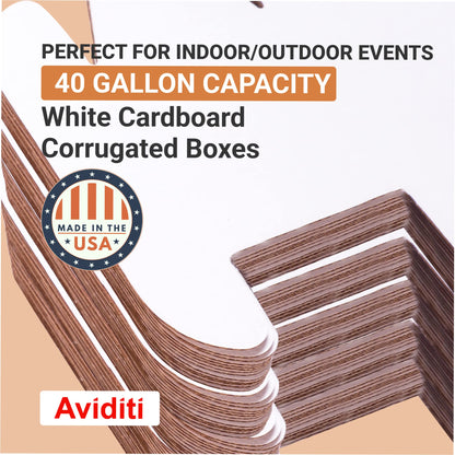 Box USA 40 Gallon 18" L x 18" W x 30" H 10-Pack Cardboard Trash Cans and Recycling Bins, Reusable or Disposable Pop Up Garbage Boxes for Parties, Outdoor Events, Heavy Duty, Waste