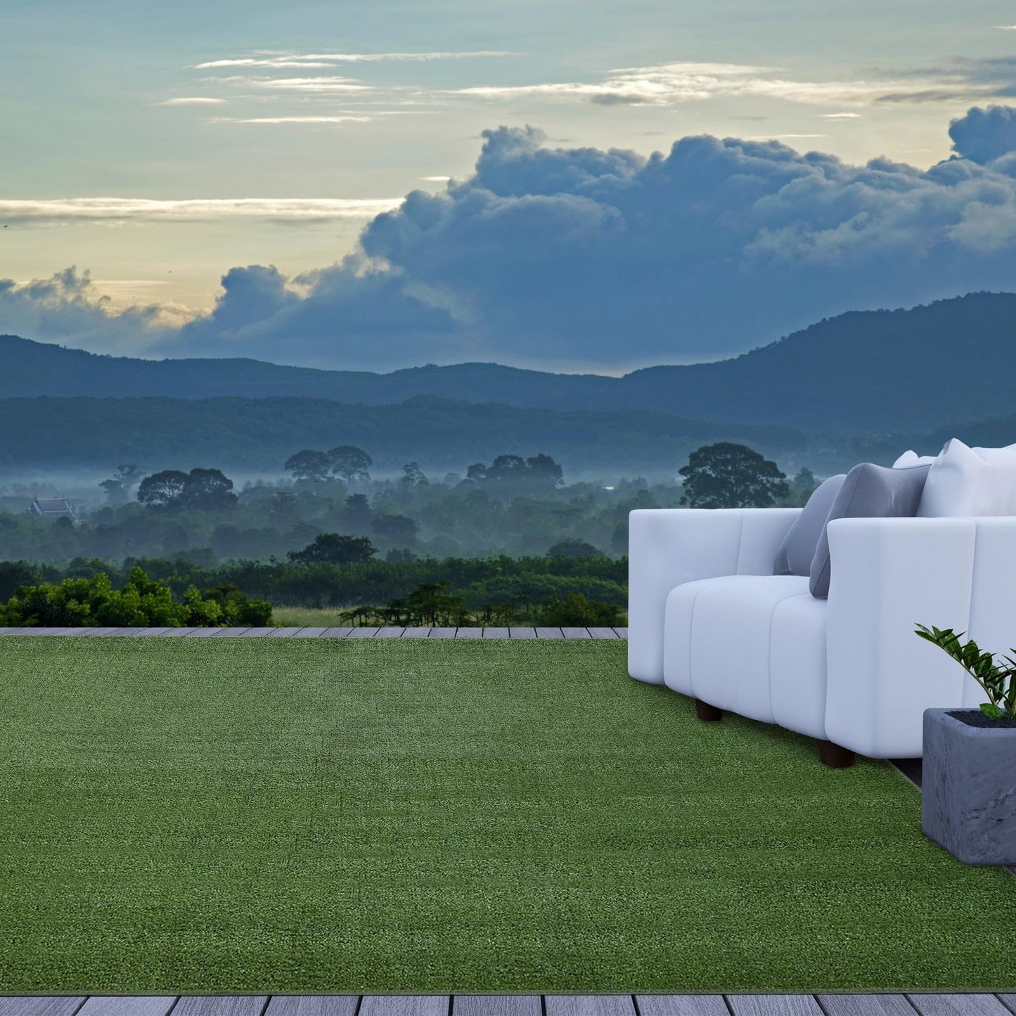 iCustomRug Synthetic Grass Rug – 12 x 15ft Lawn Green Turf Carpet for Patios, Yards, Boats, Camping – Indoor/Outdoor Use