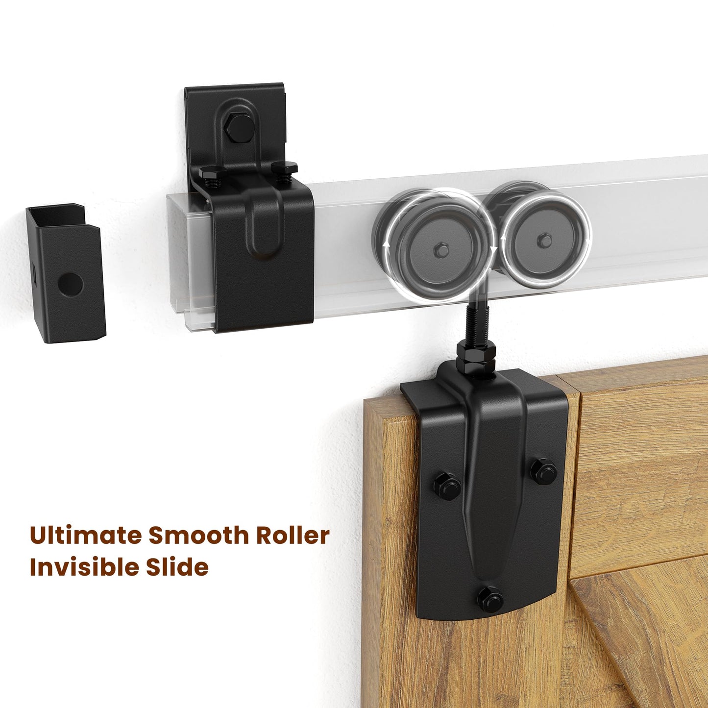 SMARTSTANDARD 16FT Box Rail Hardware - Exterior Barn Door Hardware Kit,Sliding Barn Door Hardware,Heavy Duty Wall Mount Kit,Fit Indoor and Exterior Door,Easy to Install(Widest to 96" Wide Door)