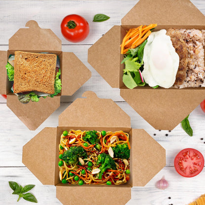 EcoDispose 71 oz Kraft Paper Pack of 200 Fold To Go Containers, Microwaveable Leak and Grease Proof Take Out Boxes for Lunch,Leftover and Restaurant