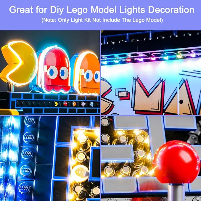 Upgraded Light Kit Compatible with Lego Icons PAC-Man Arcade Building Blocks Model Lights Decoration Compatible with Lego 10323 (Model Not Included)