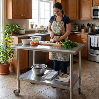HZEEMFG Stainless Steel Table for Prep & Work 24x36 with Casters, 3ft Commercial Heavy Duty Table with Wheels for Restaurant,Home, Hotel, Laundry Room,Garage,Workshops