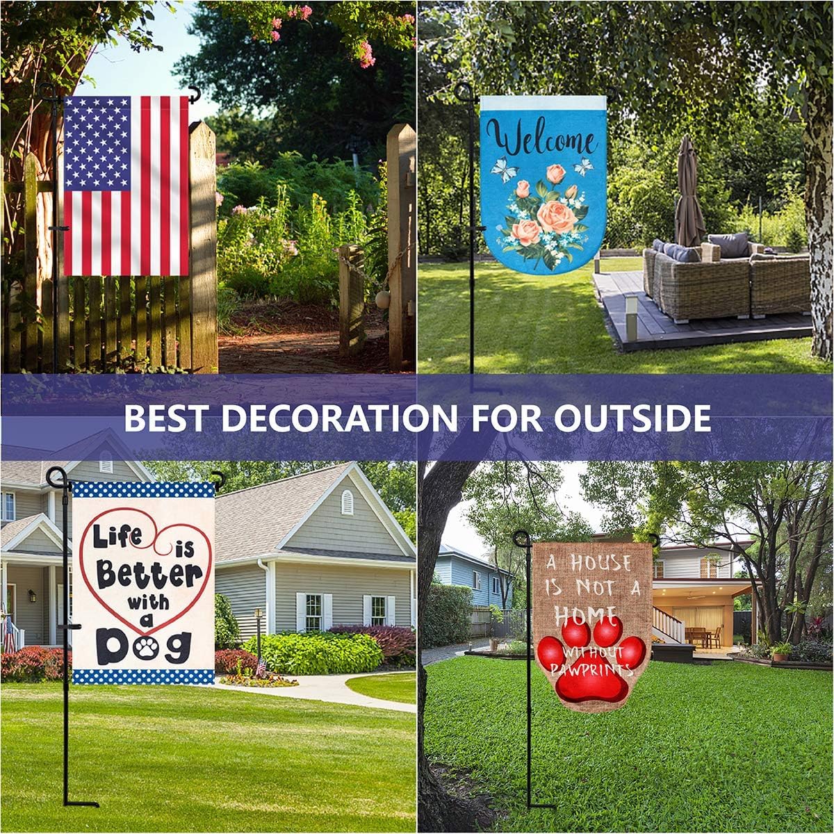 YEAHOME Garden Flag Holder - Premium Weather-Proof Metal Stand with Clip & Stopper | Outdoor Decor