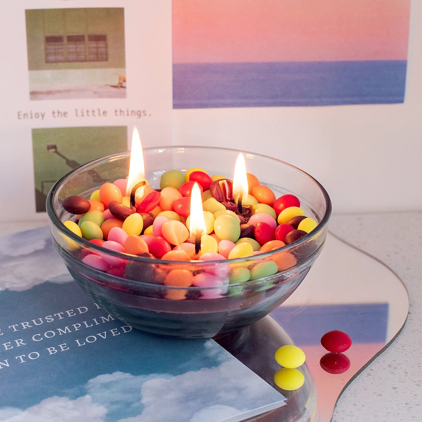 Colourful Rainbow Sugar Bowl Scented Soy Candle Funny Gift for Your Lovers Friends(Rainbow)