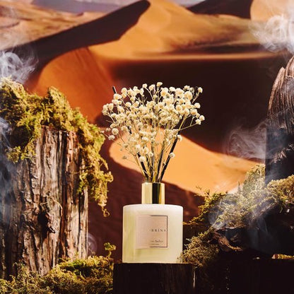 COCORRÍNA Reed Diffuser - Moroccan Amber 6.7 Fl. Oz Set with Sticks & Preserved Baby's Breath | Home Decor