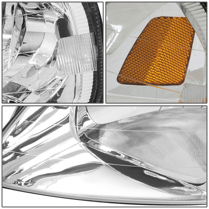 DNA MOTORING Pair Headlight Assembly Compatible With 99-00 Honda Civic, Chrome/Amber, HL-OH-HC99-CH-AM