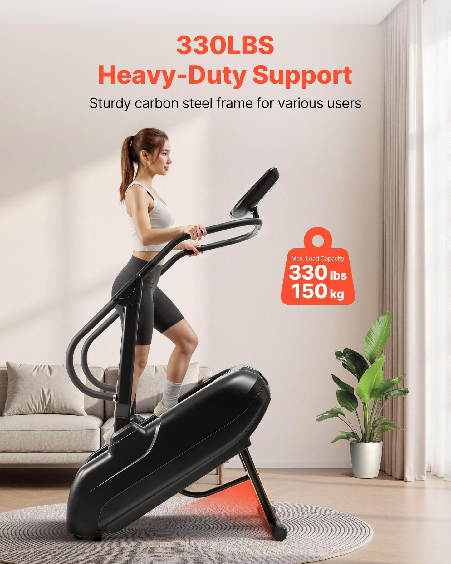 VEVOR Stair Stepper Machine, LED Screen Continuous Climbing Machines, Max Load 330 Lbs Stepping Climber for Home, 15 Speed Levels 28-168 Steps/Minute Stepmill Exercise for Cardio Lower Body
