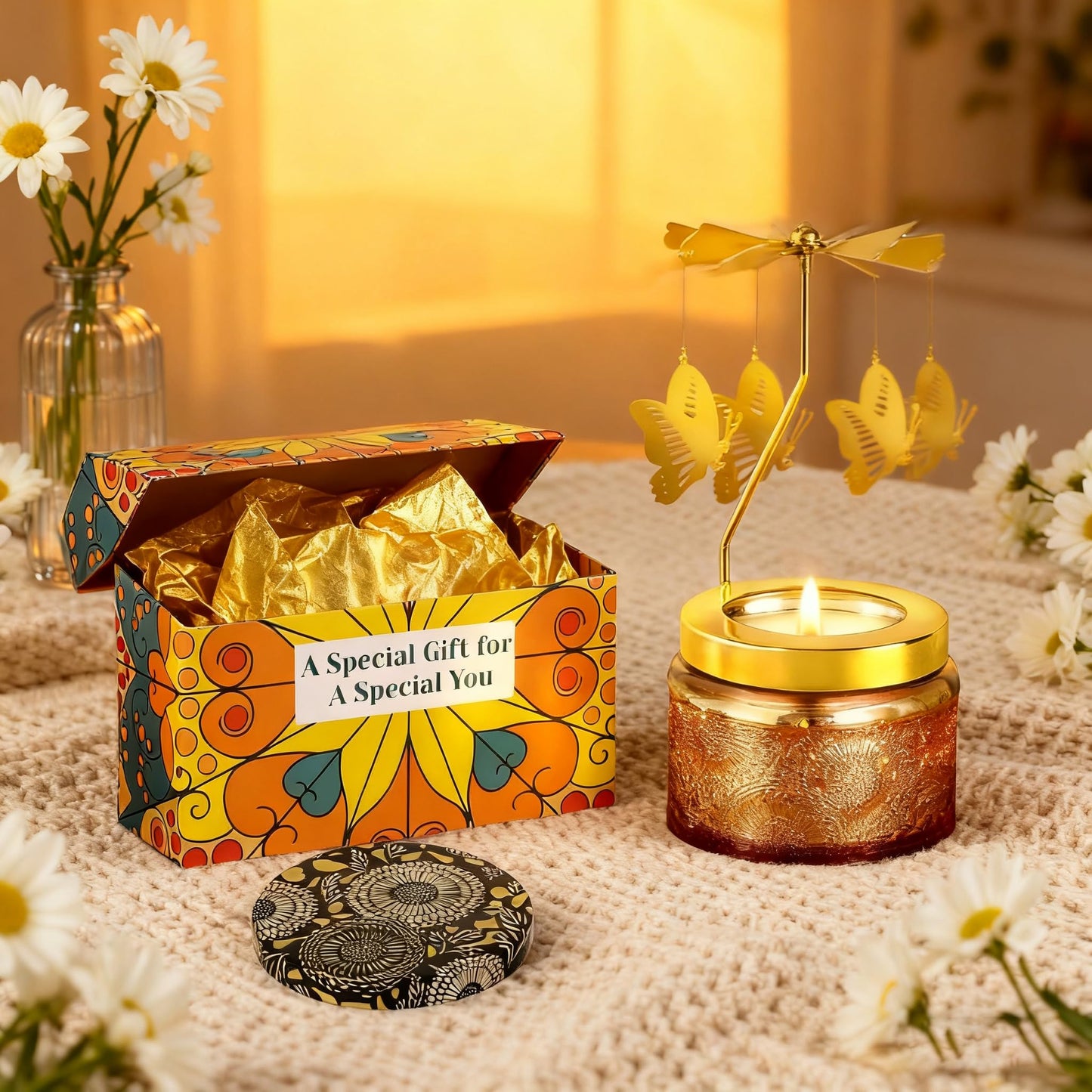 Candle Gifts for Women, Mom, Wife, Girlfriend, Sister, Her, Female Friends, Gift for Women Birthday Unique, Mothers Day Gift, Anniversary Rotating Candles Gifts for Woman (Butterfly)