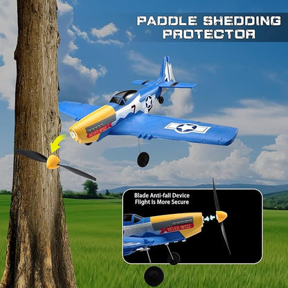 jaming RC Plane 4 Channel P-51D Mustang Fighter for Adults and Kids4 Channel Remote Control Airplane RTF with 6-Axis Gyro3D Aerobatics2.4GHz Radio Controlled Aircraft for Beginners