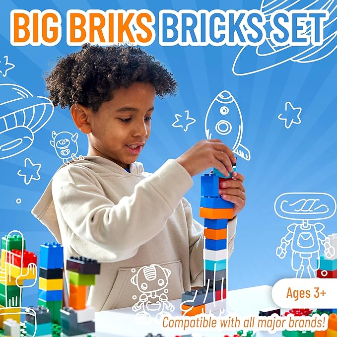 Strictly Briks Building Blocks Set - Toddler Blocks Ages 3-5 - Compatible with Lego Sets &amp Kids Building Kits - Durable Learning Toy - 84 Pieces Multicolor
