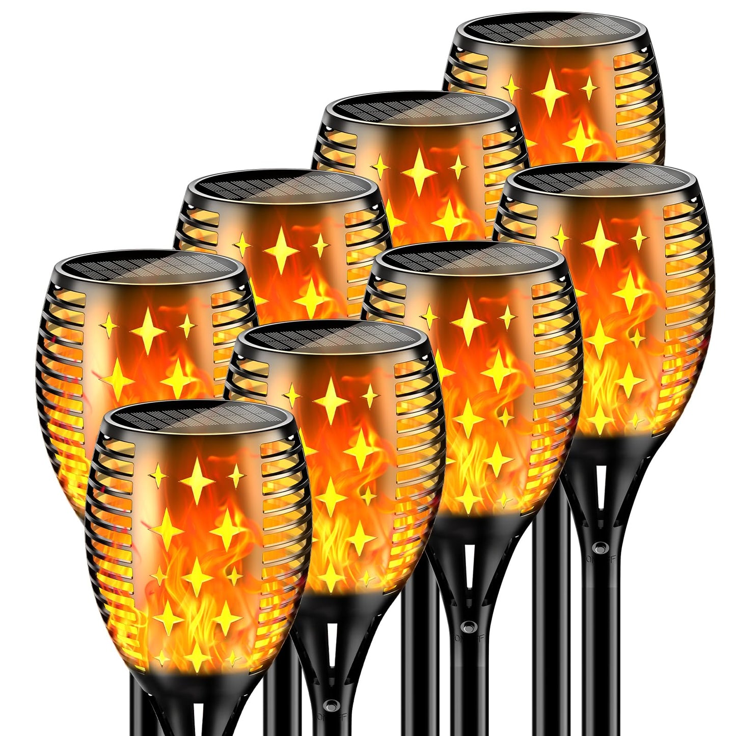 YoungPower Solar Outdoor Torch Lights Flickering Flame, 43" Outdoor Path Lights Waterproof Torch for Garden Yard Patio, 8 Pack