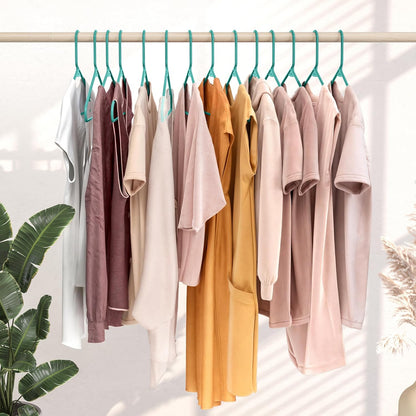 Aqua Plastic Hangers 20 Pack - Space-Saving Clothes Hangers for Closets & Apartments