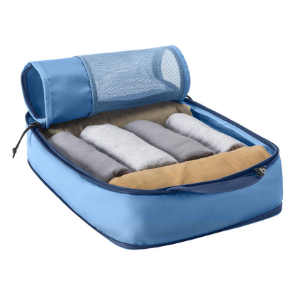 Eagle Creek Pack-It Reveal Carry-On Set - Compression Cube S (2x) & M (1x) & Clean/Dirty Cube M - Angled Zipper Stackable Carry-On Packing Tubes - Travel Essentials - Blue Dawn