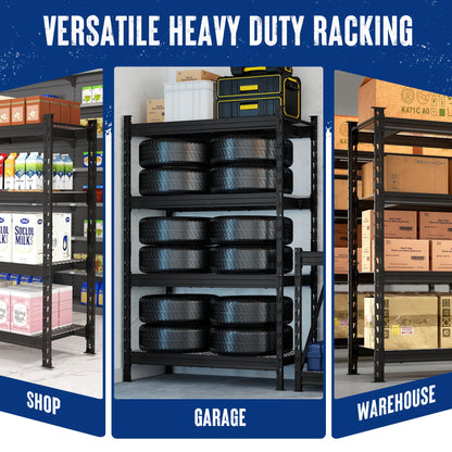 WORKPRO 77" Extra-Width Garage Shelving Units, 6400LBS Heavy Duty Utility Shelves, 4 Tier Industrial Adjustable Metal Storage Rack for Warehouse Shop Basement Organizers, 77”W x 24”D x 72”H