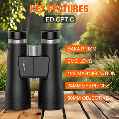 Sogries Binoculars for Adults High Powered Waterproof Compact Binoculars for Bird Watching Travel Low Light Vision Hunting Stargazing Concert Sports Long Range Birding Binocular (ED 12X50)